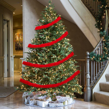 Wehhbtye 2 Pcs Christmas Tree Winding Garland, 2'' x 66 Ft Artificial Furry Roll Garland, Red Xmas Tree Fluffy Twist Decoration for Christmas Home Party Decor Sewing Santa Hat and Scarf