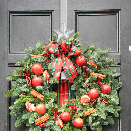 Whaline 3Pcs Christmas Wreath Hanger Over The Door Metal Wreath Hook Star Snowflake Christmas Tree Wreath Holder for Xmas Party Decor Door Wall Home Office, Silver, 15in