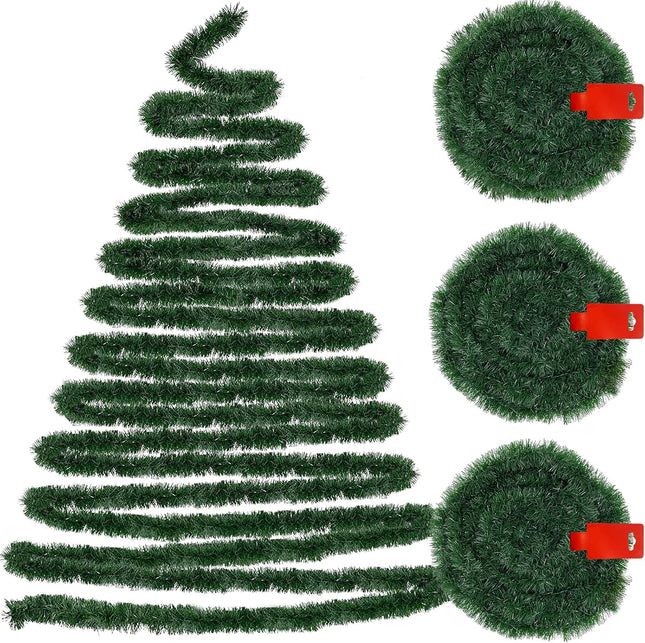 TURNMEON 3 Pack Total 49.2 Ft Christmas Greenery Garlands Decorations, Artificial Soft Green Pine Garland Holiday Xmas Decoration for Outdoor Indoor Home Stairs Banister Mantle Party (Each 16.4 Ft)