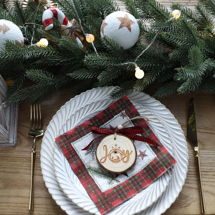 Nativity Christmas Ornaments - Set of 9 Buffalo Plaid Christmas Tree Ornaments Christian Wooden Ornament for Rustic Farmhouse Decorations Holiday Decor Religious
