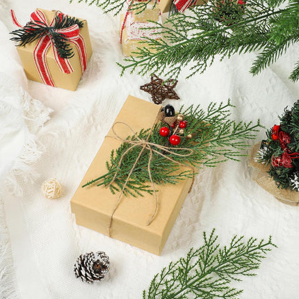 peony man 60 Pcs Artificial Pine Branches Christmas Greenery Stems 13.5 Inch Faux Cedar Pine Sprigs Christmas Tree Picks for Vase Garland Wreath Craft Home Garden Decoration