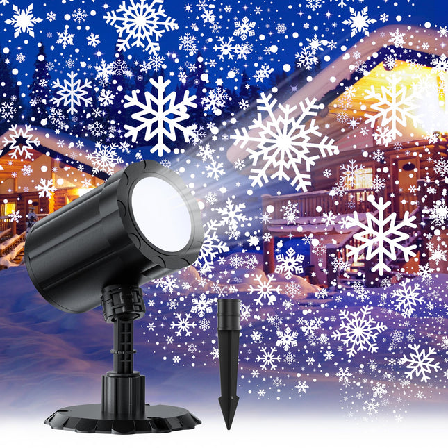 GUSODOR Christmas Projector Lights Outdoor, Dynamic Snowflake Projector LED Snowfall Lights Waterproof Christmas Projector Lights for Indoor Outdoor Christmas Decoration, Holiday, Wedding, Yard Decor
