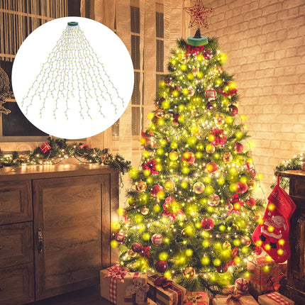 Christmas Tree Lights with Ring 16 Strings 400 LEDs, Kedoxi Xmas String Lights with Timer 6.6FT Easy to Install, Christmas Curtain Fairy Tree Light 8 Mode for Xmas Fir Pine Party Decoration Warm White