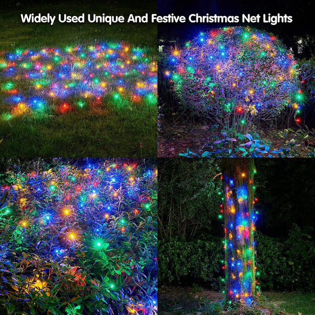 Led Christmas Net Lights Outdoor Christmas Lights Multicolor 160LED 5ftx7ft, Waterproof Outdoor Indoor Fairy Mesh Net Lights for Christmas Party, Yard, Patio, Trees, Shrubs, Bushes Decorations