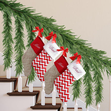 Sggvecsy 6.4Ft Christmas Fork Norfolk Pine Garland Artificial Christmas Garland Real Touch Artificial Pine Greenery Garland for Table Wall Mantle Indoor Fireplace Home Holiday Winter Decoration