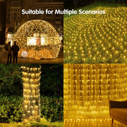 BlcTec Christmas Net Lights, 360 LED 9.8ft x 6.6ft Outdoor Christmas Lights with 8 Modes, Timer, Connectable, Waterproof Design for Tree, Bushes, Shrubs, Yard Outdoor Christmas Decorations, Warm White