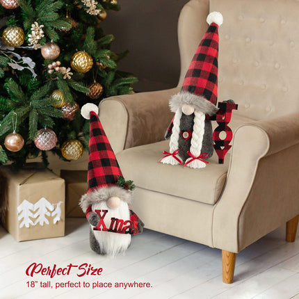 D-FantiX Christmas Gnomes Decorations, 2 Pack Handmade Tomte Swedish Gnome Scandinavian Figurine Nordic Large Gnomes Plush Christmas Elf Doll Xmas Joy Decor Ornaments Home Decor Valentines Day