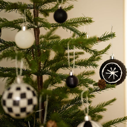 Valery Madelyn Christmas Ball Ornaments Set, 9ct Black and White Shatterproof Boho Christmas Tree Decorations, 2.76 Inch Large Modern Hanging Ornaments Bulk for Xmas Holiday Party Decor