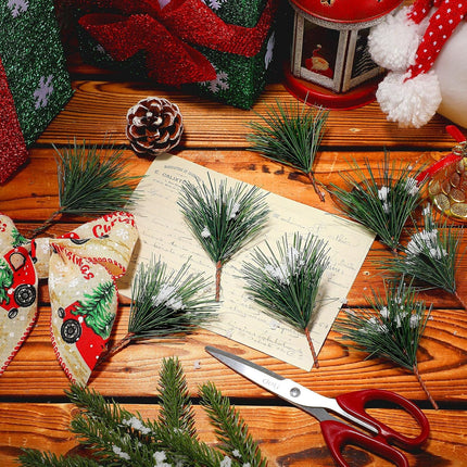 70 Pieces Artificial Pine Needles Branches 3.9 x 3.1 Inches Small Pine Twigs Stems Picks Green Plants Pine Needles Fake Greenery Pine Picks for Christmas Garland Wreath Holiday Garden Decoration