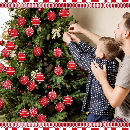 Poen 12 Pcs Christmas Ball Ornaments 2.76 Inch Hanging Pearl Foam Christmas Tree Decorations Glitter Christmas Tree Ornaments Set for Wedding Party Tabletop Wreath Garland Decoration(Red)