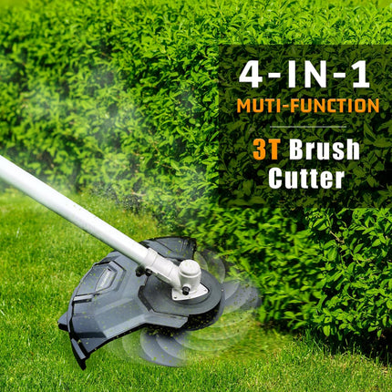 GREENFORK 40V 4-in-1 13.4" Cordless String Trimmer & 3T Brush Cutter with Pole Saw and Hedge Trimmer, 2 x 2AH Battery and Charger Included(2 x 20V)