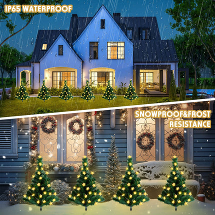 Retisee 6 Pack Solar Christmas Tree Pathway Lights Christmas Decorations Outdoor LED Star Lights 8 Modes Prelit Small Christmas Tree Waterproof Solar Stake Lights for Garden, Yard, Lawn, Cemetery