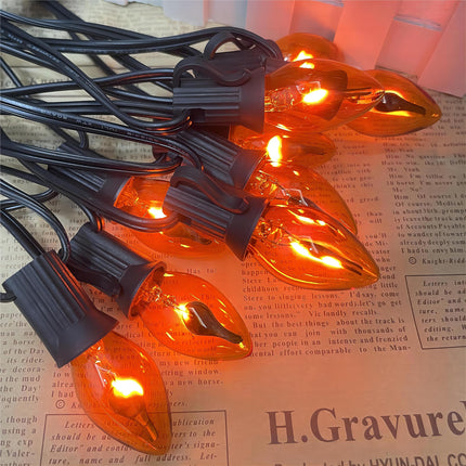 25 Pack Orange Flame Light Bulbs,C7 Mini Orange Lights Halloween Flickering Light Bulbs,1 Watt 120V E12 Base for Outdoor Use,Pendants, Wall Sconces,Christmas Light String