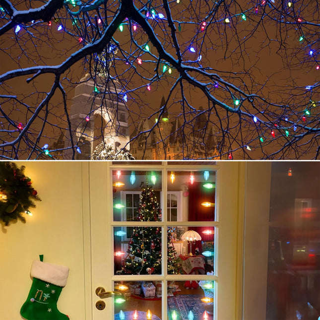 C9 Christmas Pathway Lights Outdoor 30.75 FT Sidewalk Lights with Marker Stakes, 24 Connectable Waterproof Walkway Christmas Lights for Outdoor, Christmas Yard Decorations, Multicolored, 2 Packs