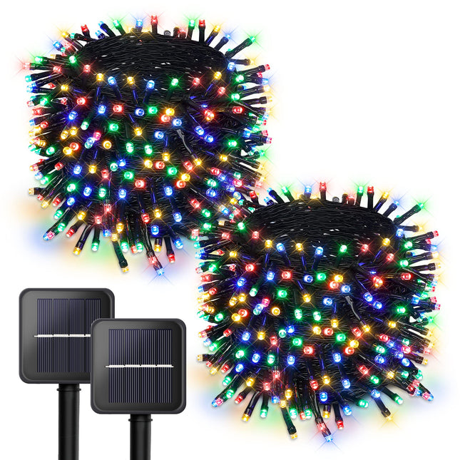 woohaha 2 Pack Solar Christmas Lights 39ft 100 LED 8 Modes Solar String Lights Waterproof Solar Fairy Lights for Garden, Patio, Fence, Balcony, Outdoors (100L-Multicolor)