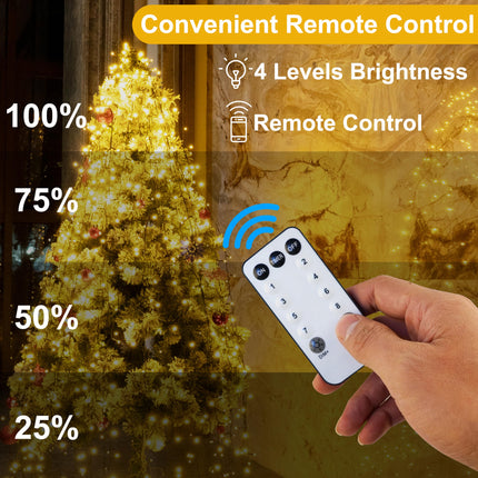 Christmas Tree Lights - Christmas Lights Indoor 399 LED 6.5FT x 16 Drops Christmas Outdoor Lights with 8 Models & Memory Function & Timer & Remote Control Warmwhite