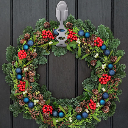 12 Pcs Christmas Garland Ties Wreath Holder- 8.5" Adhesive Silicone Christmas Garland Hangers- Stretchable Adhesive Straps Stocking Holder for Mantle Stairways Garland Decoration