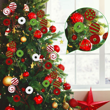 6 Pcs Christmas Tree Picks Candy and Lollipop Pick for Holiday Christmas Tree Decoration Striped Glitter Ornament for Xmas Tree Topper Party Decorations