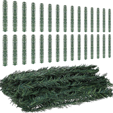 Christmas Garland Ties Artificial Pine Needles Santa's Factory Garland Faux Pine Stems Twist Ties Greenery Stems Decorative Tree Branches Wreath Xmas Holiday Party Supply, 12 x 1.6 Inch (48)