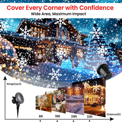 Christmas Projector Lights Outdoor - LED Lights Snowflake Projections, Waterproof & Snowproof Holiday Decorations