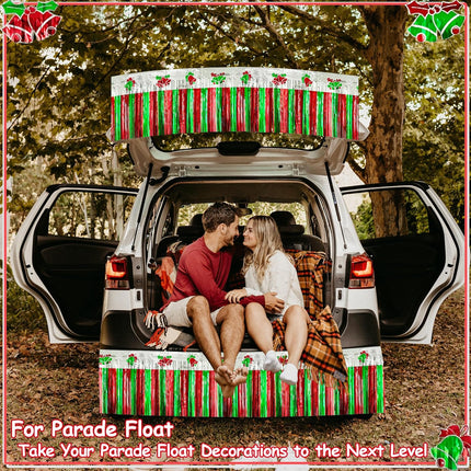 Christmas Parade Floats Foil Fringe, Each 10 ft x 15'' Red Green Silver Bells Tinsel Streamers Garland Banner Table Skirts for Christmas Trailer Car Graduation Homecoming Party (Bells 8 Pack)
