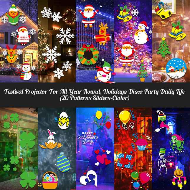 Christmas Halloween Projector Lights Outdoor, COOLWUFAN 2-in-1 Moving Patterns Landscape Lights, 30 HD Effects (3D Ocean Wave)Projection Light for Xmas Halloween Party Garden Decorations