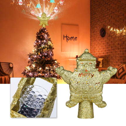 CCBodily Christmas Tree Topper Star LED Rotating - 5 Projection Modes Lighted Glitter Sparkling Holiday Decor Gold