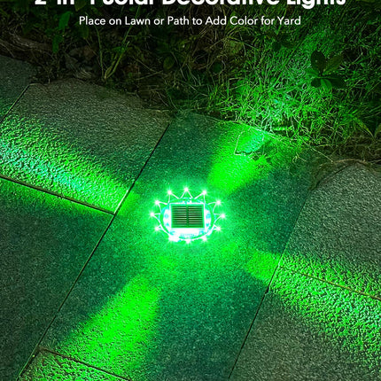 6 Pack Solar Christmas Decorations Lights, 2 in 1 Christmas Lights Outdoor Waterproof, Christmas Wall Decor with 10 Modes, Christmas Fence Lights for Outside Rail Porch Backyard Garden Patio Pathway