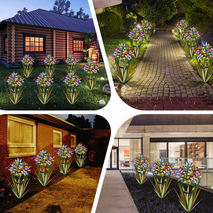Solar Metal Agave Butterfly Flower Stick Garden Sculpture Outdoor Solar Garden Christmas Lights Swaying Butterfly Garden Lights Solar Outdoor (2 PCS Light Green)