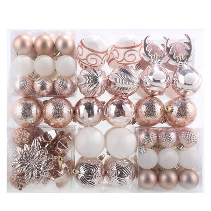 100-Pack Various Shatterproof Christmas Balls, Christmas Decorative Ball Ornaments for Xmas Tree- Rose Gold