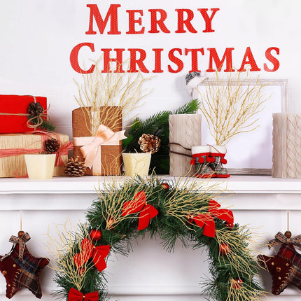 Sggvecsy 50 Pcs Artificial Glitter Stem Ornaments 18 Inches Fake Christmas Picks Decorative Glitter Sticks Branches Twigs for Christmas Tree DIY Wreath Crafts Holiday Home Decor (Gold)