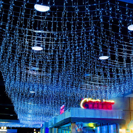 LED Icicle Lights, 13FT 96 LEDs 8 Modes Window Curtain Extendable Fairy Christmas Ceiling Dangling Hanging Twinkle Memory Lights for Party Home Decorations Outdoor Indoor (Cool White, 4M)