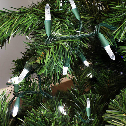 Sunnydaze 70-LED Christmas String Lights - M6 Faceted Style Bulbs - 21-Foot Lighted Length - Indoor/Outdoor - White