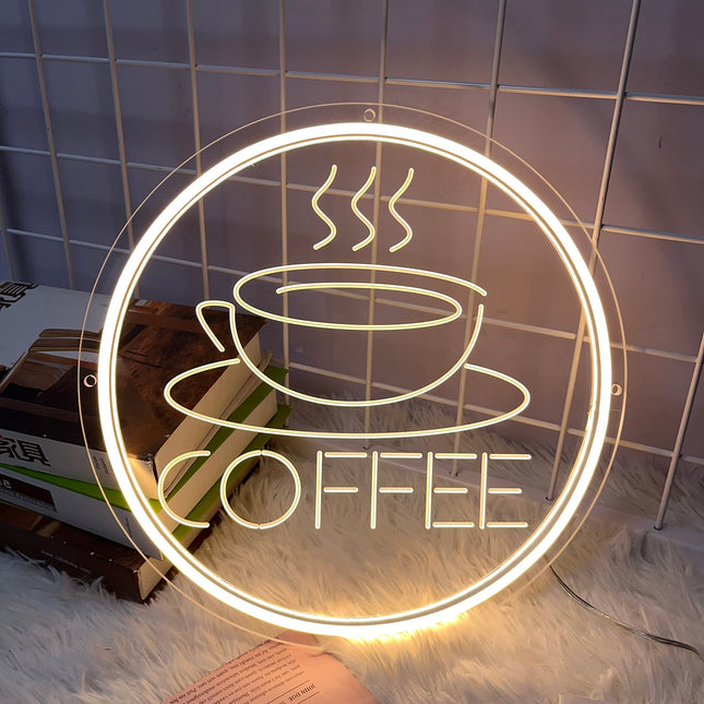 Coffee Cup Neon Sign For Wall Decor,Powered by USB 3D Engrave Art Light, Christmas Party Birthday for Children Kids Girls,LED Neon Lights with 3D Art for Business, Café, Restaurant, Hotel
