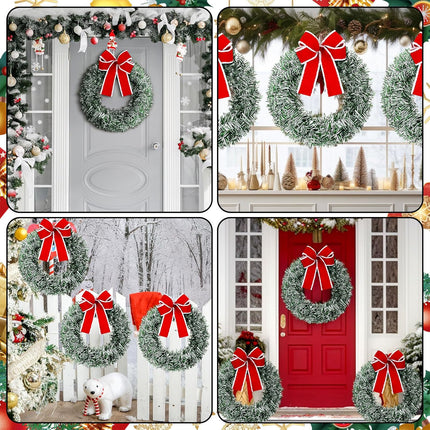 Hotop 12 Pcs Christmas Wreath 14 Inch with Red Bow Artificial Pine Wreaths Small Christmas Kitchen Cabinet Garlands Wreaths Farmhouse Xmas Home Decor for Indoor Outdoor Holiday Wall Window Decor