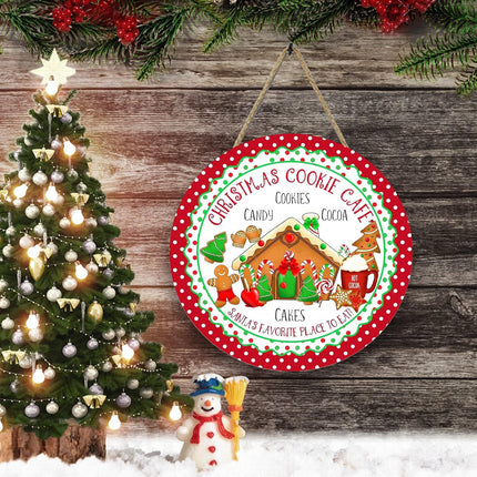 Christmas Cookie Cafe Christmas House Sign for Front Door Hanging Christmas House Sign for Porch Welcome Wood Hanging Sign Home Sign Decorations Outdoor Hangers (Christmas House)
