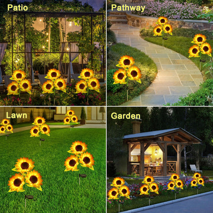 Solar Sunflower Garden Lights Outdoor Garden Decor - d 2 Pack with 6 Sunflower Lights Waterproof Solar Outdoor Lights Decorative for Christmas Yard Patio Pathway Decoration