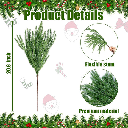 Sggvecsy 10 Pcs Christmas Norfolk Pine Branches Artificial Christmas Branches Faux Christmas Greenery Norfolk Pine Stems Christmas Cedar Stems for Xmas Home DIY Crafts Garland Indoor Outdoor Decor