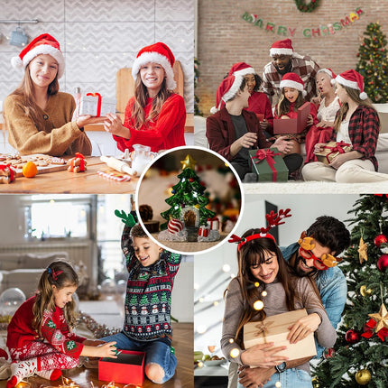 Christmas Houses Decor-Christmas Tree Village House Light Up Christmas Indoor Table Decorations Winter Decor Xmas Village Accessories Statue Ornament