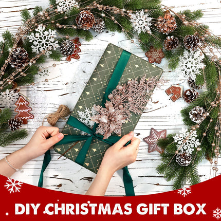 84 Piece Christmas Tree Ornaments Set, Christmas Glitter Berries Stems Poinsettia Flower Artificial Snowflake Icicle Drop - Christmas Decoration DIY Xmas Wreath Holiday Home Party Decor (Rose Golden)
