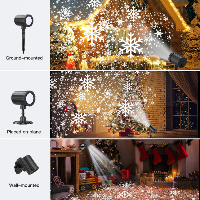 Christmas Projector Lights Outdoor, Waterproof Christmas Light Projector Outdoor, LED Rotating Snowflake Projector Lights Outdoor Snowfall Landscape Spotlight for Christmas Decoration