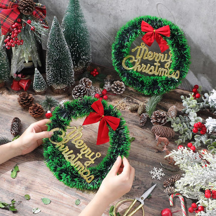 Jenaai 24 Pcs Christmas Wreath for Front Door 10" Artificial Christmas Wreath with Red Bow Hanging Winter Crafts for Indoor Outdoor Home Window Wall Holiday Decoration s (Green)