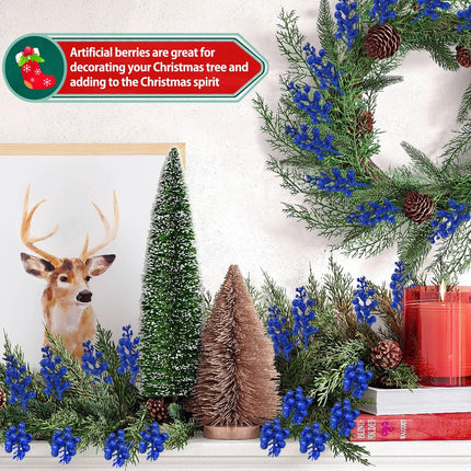 20 Pack 7.8 Inch Christmas Glitter Berries Stems for Christmas Tree Decorations, Artificial Christmas Picks for Christmas Tree Ornaments, DIY Xmas Wreath, Crafts, Holiday and Home Decor (Royal Blue)