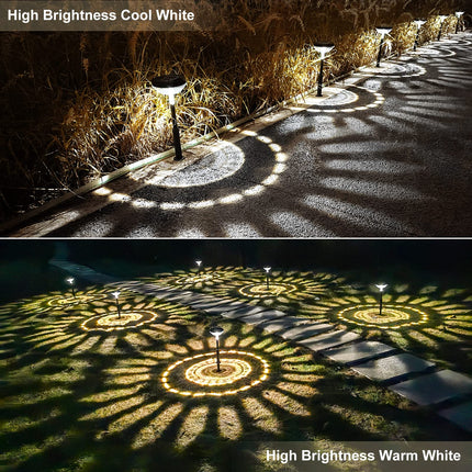 Bright Solar Pathway Lights 8 Pack,Warm White+Cool White LED Outdoor IP67 Waterproof Path Lights,Solar Powered Garden Lights for Walkway Yard Backyard Lawn Landscape Lighting Decor