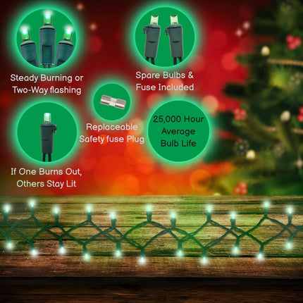 Holiday Essence Mini LED Green St. Patrick’s Lights Set, 60 5mm Wide Angle Christmas String Lights Green Wire, Indoor Outdoor Décor for Home Patio Garden Decorations, UL