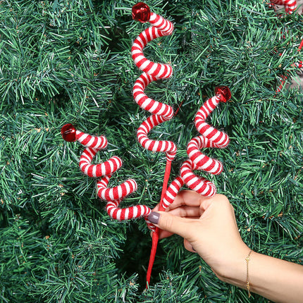 4PC Set Red/White Christmas Tree Decoration Woolen Bells Curly Pick, Christmas Ornaments Home Office Party