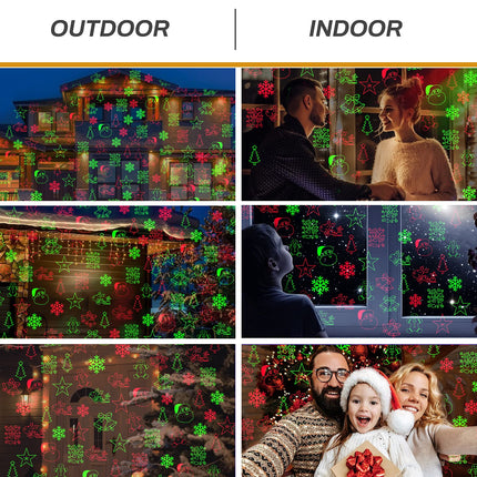 Christmas Laser Lights Outdoor - Christmas Projector Lights with Red and Green Star Show HD Christmas Spotlights with 8 Patterns Christmas Decorative for Indoor Yard Garden Patio Wall - Remote