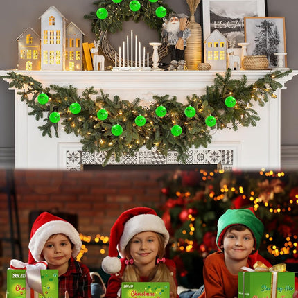 Grinch Christmas Lights Indoor,20 LED 10 Ft Battery Operated Grinch Christmas String Lights, Waterproof Grinch Christmas Decorations for Home Garden Outdoor Tree Decor