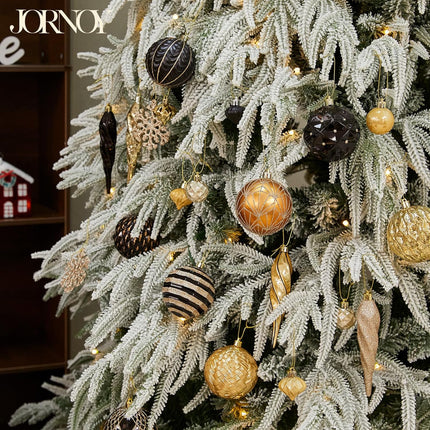70CT Shatterproof Christmas Ornaments Set Xmas Tree Balls Decorative Ornaments with Hooks for Holiday Halloween Party Decorations, Black & Gold