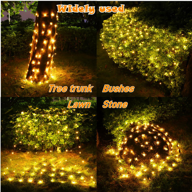 LED Christmas Net Lights Outdoor,120 LED 6ftx4ft Connectable Waterptoof Christmas Lights for Bushes Fence Tree Shrub Yard Garden Outdoor Christmas Decorations(Warm White)